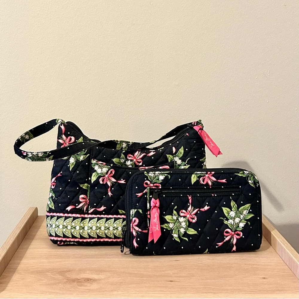 Vera Bradley Hope Pink Ribbons mini shoulder bag and matching wallet
